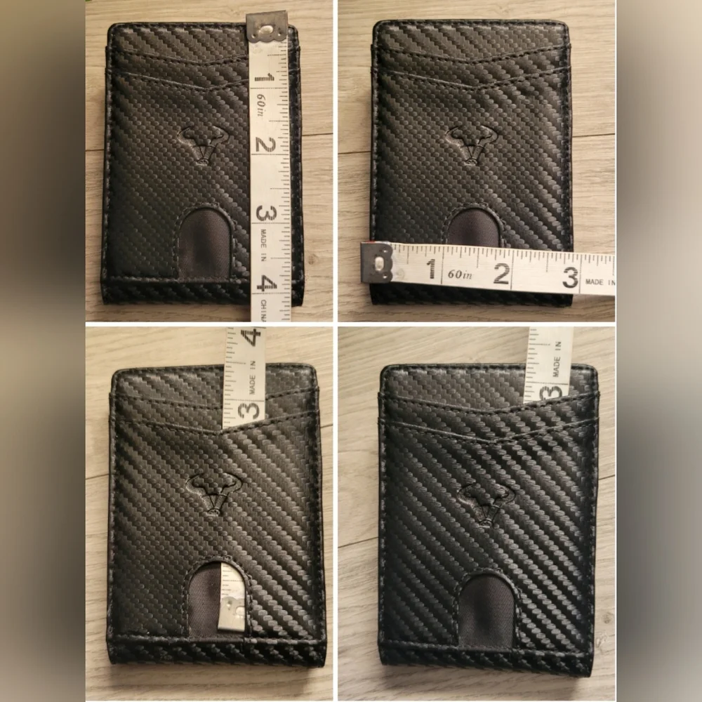 Bulliant Black Leather Slim Zipper Wallet with Card Holdere, 4